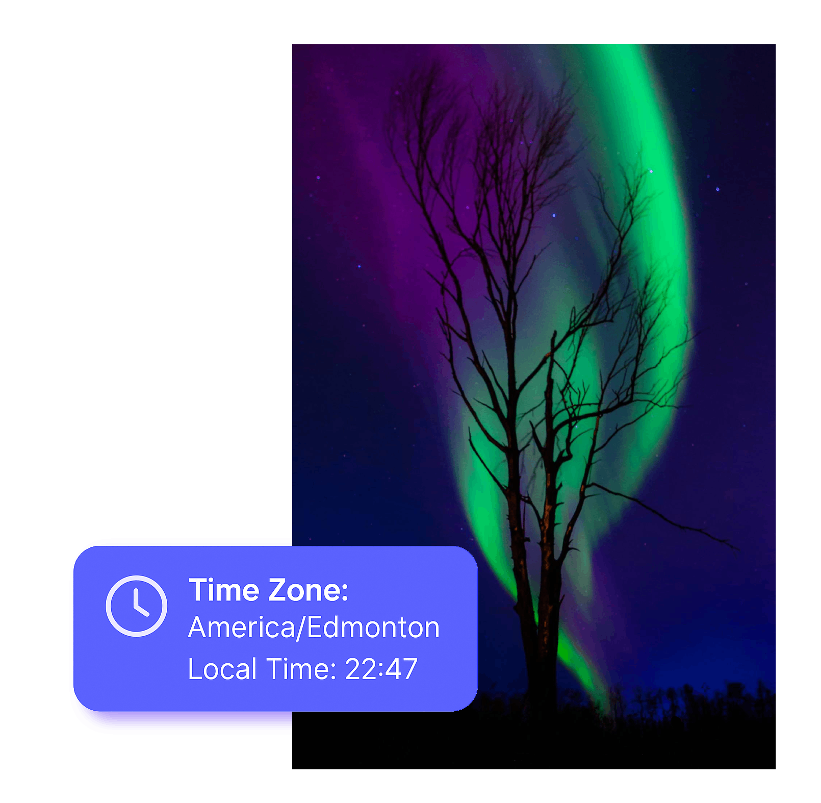 Image showing the ability to select a time zone for aurora alerts