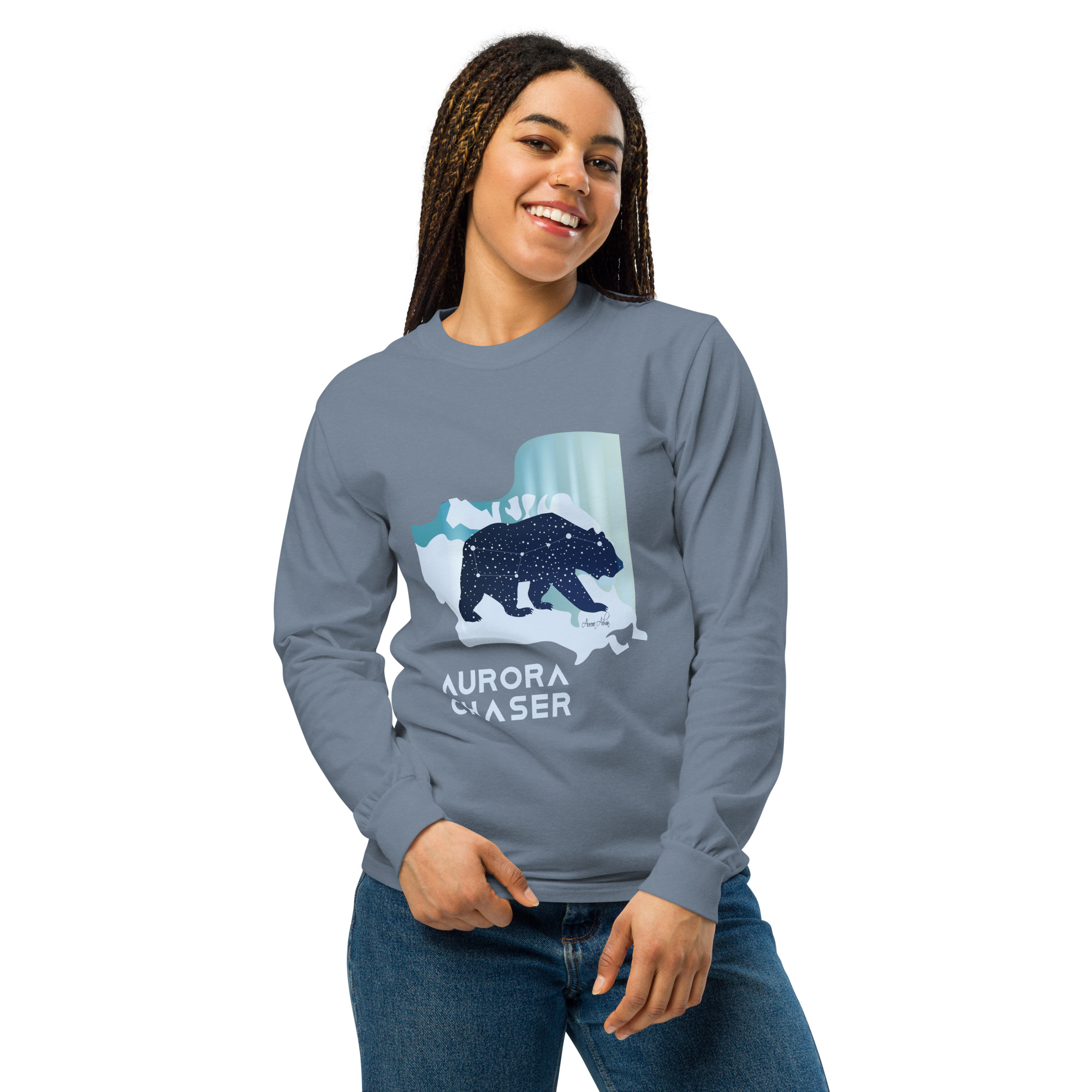 Unisex - Canadian Big Dipper Aurora Chaser Long Sleeve Heavyweight Shirt - Image 2